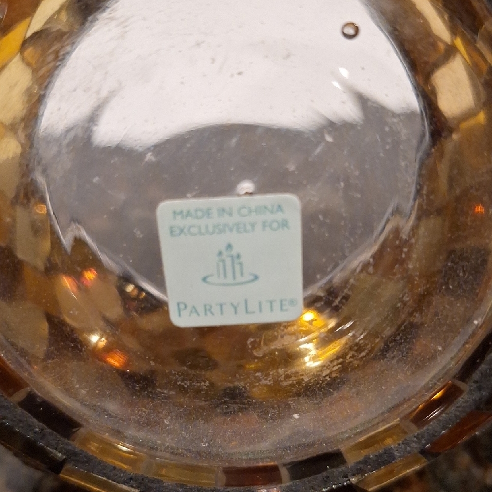 PartyLite Amber and Black Mosaic Vase - Picture 2 of 4